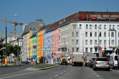 Colorful buildings, Wiedner Grtel, Vienna