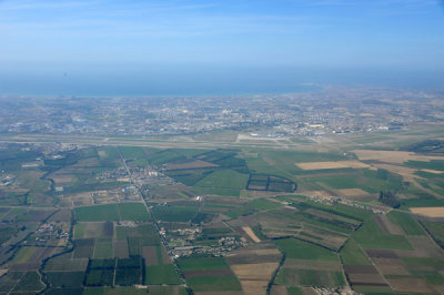 Algiers Airport and farmland looking to the Mediterranean