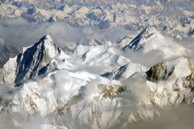Left-Yukshin Gardan Sar (7530m/24,704 ft), Right-Kanjut Sar I  (7760m/25,459ft)  