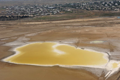 Yellow lake near Baku Airport, Azerbaijan