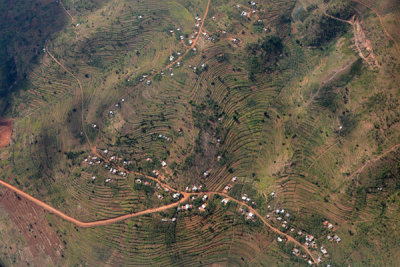 Terraced fields on the hills of Rwanda 