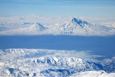 Mount Ararat seen from the south end of Lake Sevan, Armenia