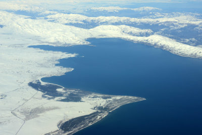 Noratus, Armenia, Lake Sevan in winter
