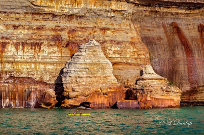 Pictured Rocks - Painted Wall With One Kayak 