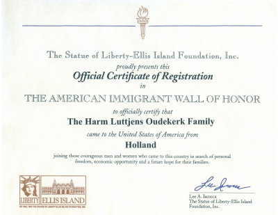 Oudekerk Wall of Honor Registration at Liberty-Ellis Island.jpg