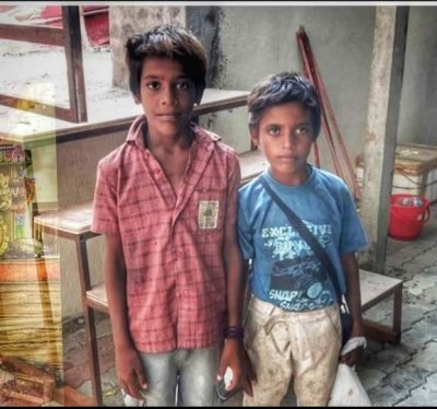 Poor boys helped mother outside longing to see. Police helped them see Athivaradar
