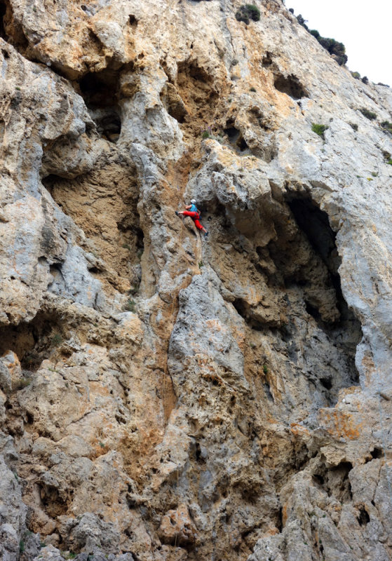  Climbing on the Greek island of Kalymnos -Phineas on Symplegades crag