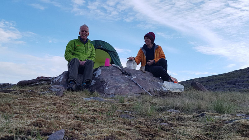 June 19 Fisherfield 6 munro round at camp in the evening at the col before Beinn Tarsuinn