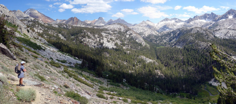Joining the PCT, looking back to our descent valley from McGee