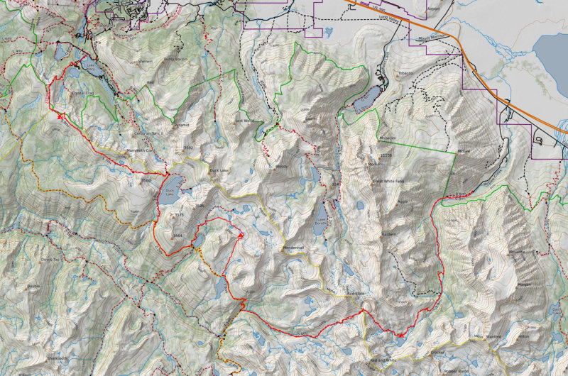 Map of the hike- McGee trailhead to Mammoth Lakes