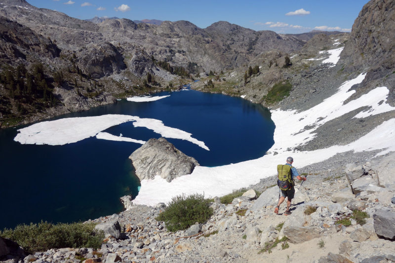 Descent to Iceberg Lake from Cecile Lake outlet