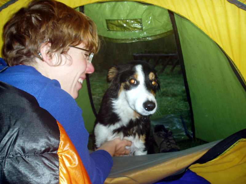 2004 Martina with Tina the collie during lambing season at farm near Tain