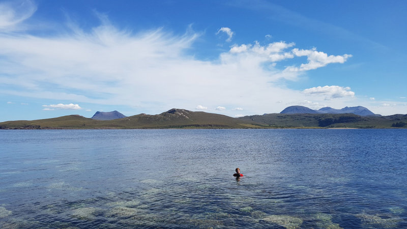 August 20 Gruinard Island -stop for a swim on a hot day