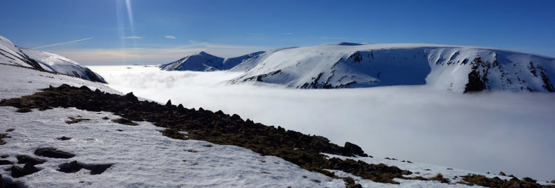 March 21 Cairngorms ski tour with cloud inversion Lairig Ghru