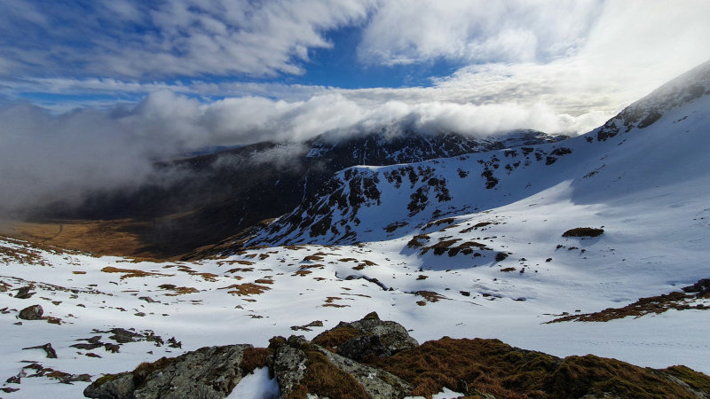 March 22 Ben Lui looking across Coire Gaothach from the north east ridge on the ascent