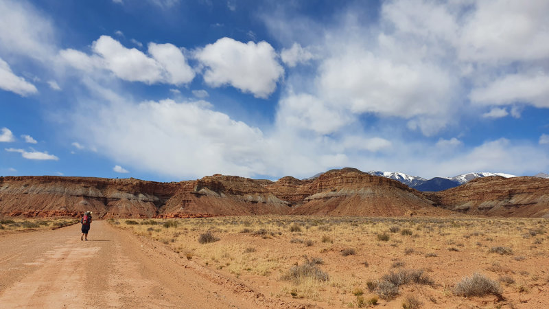 We started hiking from where we left off on Highway 95, heading west and uphill
