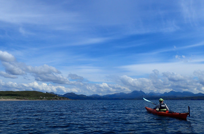 July22 Gairloch bay kayak - looking back to Torridon on the mainland