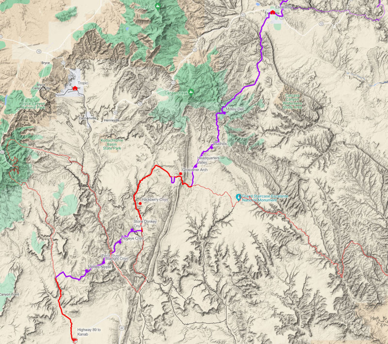 Escalante to Kanab overview map