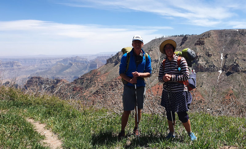 We reach the edge of the Grand Canyon at Nankoweap trailhead, with a gale force wind blowing though!