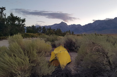 September 2019 Sierra -Camp near Independence the night before heading up to Cottonwood Lakes