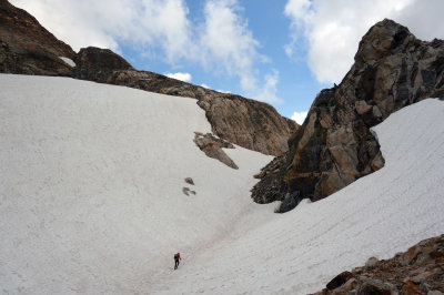 Final snow patches below the pass