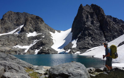 Lake Catherine looking back to Banner and Ritter