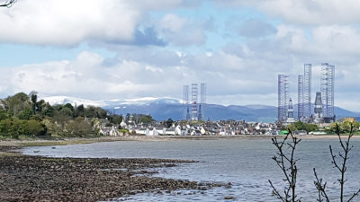 May- Cromarty with fresh snow on Ben Wyvis