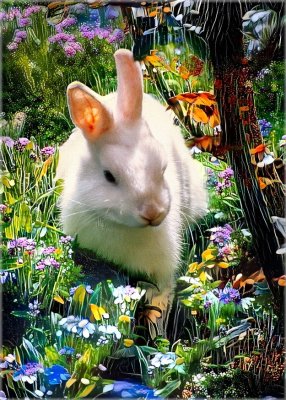 Bunny in the Flower Garden