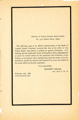 Emmet Crawford death notice Office of Indian Rights