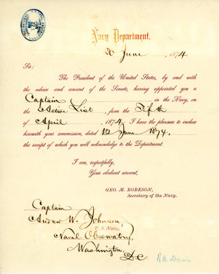 Navy Captains Commission Andrew Johnson