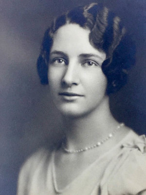 1928 or 1929 Myra Chamberlain - pearls were bought by her mother in 1924 and worn at her wedding MLR2020.jpg