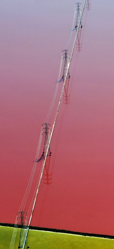 Powerlines across Cargill Salt Pond, Newark, California 437a 