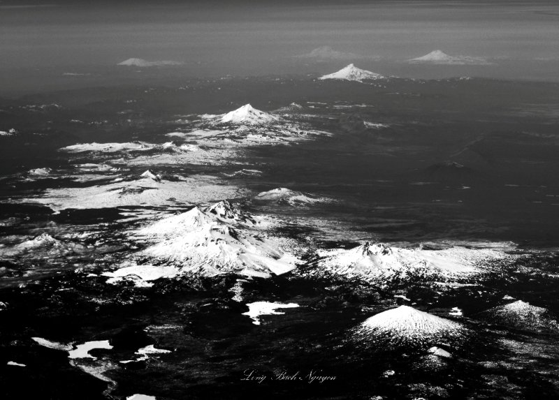 Mt Bachelor, Broken Top, Three Sisters, The Husband, Belknap Crater, Black Crater, Mt Washington, Three Fingered Jack, Mt Jeffer