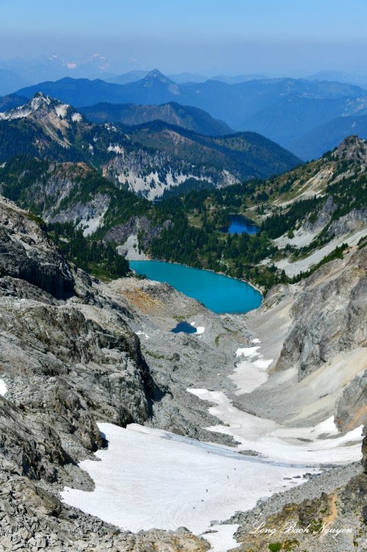 Climbers on glacier of Dip Top Peak valley to Jade Lake, No Name Lake, Cascade Mountains Range, Washington 345