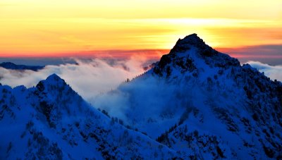 Kaleetan Peak and Chair Peak at Sunset, Cascade Mountains, Washington 862 