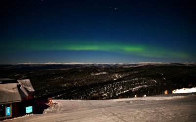 Northern Light on Mt Aurora Skiland with Brooks Range and Stars, Fairbanks, Alaska 541 
