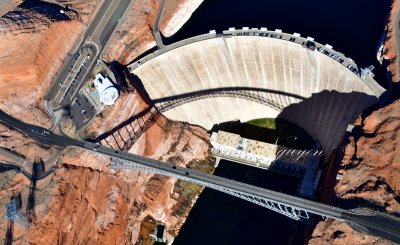 Glen Canyon Dam and Bridge, Carl Hayden Visitor Center,  Lake Powell, Colorado River, Page, Arizona 091 