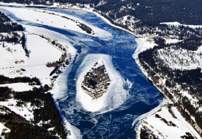 Islands in frozen Pend Oreille River, Lake Newport State Park, Newport Washington 049 
