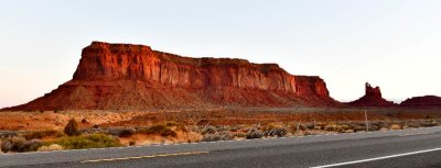 Eagle Mesa and Setting Hen at sunrise, Monuemnt Pass, Monument Valley, Navajo Nation, Utah 103