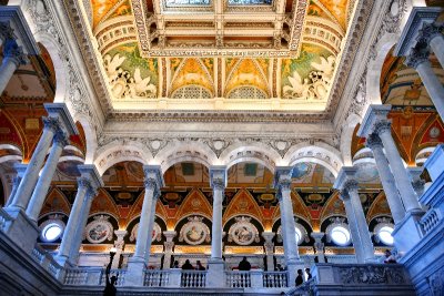 Great Hall in Thomas Jefferson Building, Library of Congress, U S Capitol, Washington District of Columbia 