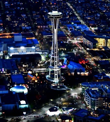 Space Needle and Chihuly Glass Garden and Pacific Science Center in Blue Hour, Seattle, Washington 961 