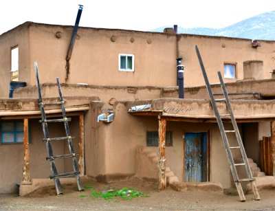 Taos Pueblo or Pueblo de Taos, House and Ladders, New Mexico 048 