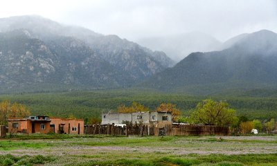 Houses at Taos Pueblo and Pueblo Peak and Taos Mountin, New Mexico 181 