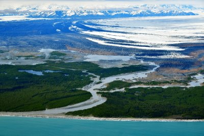 Cape Sitkagi, Fountain Stream, Moraine on Malaspina Glacier, Wrangell-Saint Elias National Park, Gulf of Alaska  902a 