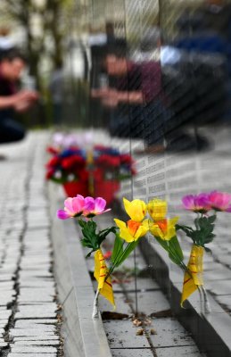 Flowers at Vietnam War Memorial, Washington District of Columbiia 860 