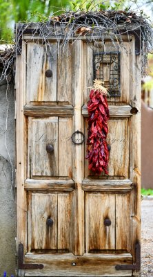 Red Chili and Wooden Door, Taos, New Mexico 093 