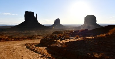 The Mittens and Merrick Butte from Trading Post, Monument Valley, Navajo Tribal Park, Goulding, Arizona 319 