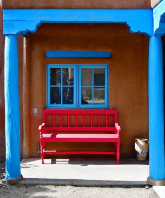 Red Bench and Blue Windows, Taos, New Mexico 224