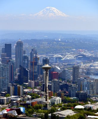 Space Needle, Mount Rainier, Downtown Seattle, Great Wheel, Pacific Science Center, Washington 108