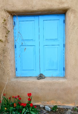Blue Door and Red Tulips, Taos, New Mexico 347